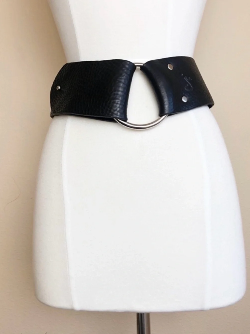 JOED By J. Urbina Genuine Vintage Bison Black Signed Wide Leather Belt Sz 36
